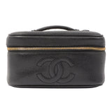 Chanel Around 1995 Made Caviar Skin Cc Mark Stitch Vanity Black