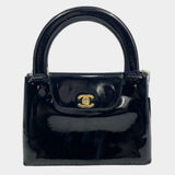 Chanel Kelly   Top Handle Black Patent Leather with Gold Hardware Medium Size