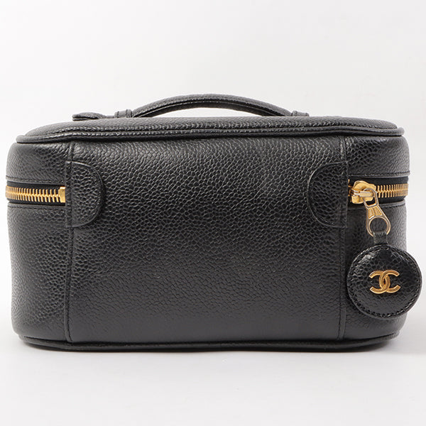 Chanel Around 1995 Made Caviar Skin Cc Mark Stitch Vanity Black