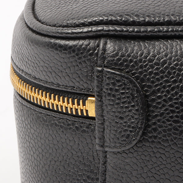 Chanel Around 1995 Made Caviar Skin Cc Mark Stitch Vanity Black