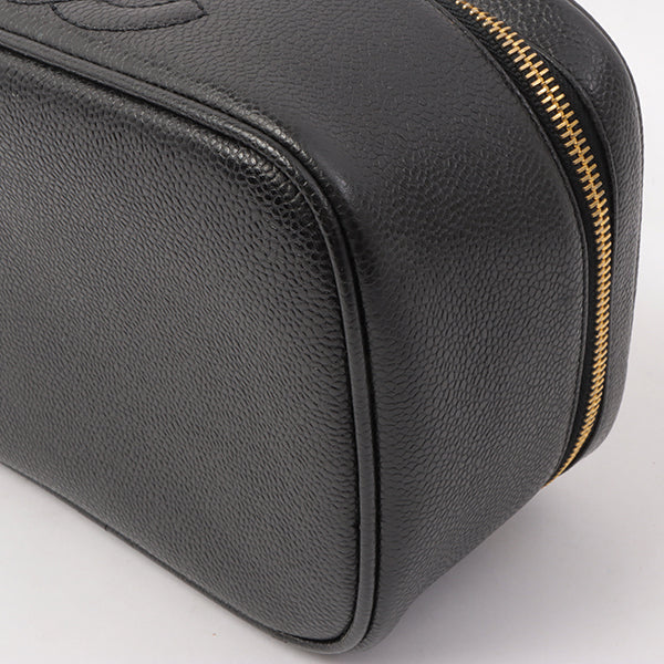 Chanel Around 1995 Made Caviar Skin Cc Mark Stitch Vanity Black