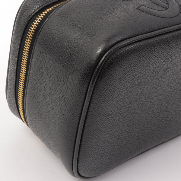 Chanel Around 1995 Made Caviar Skin Cc Mark Stitch Vanity Black