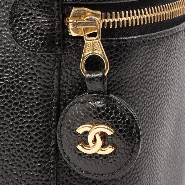 Chanel Around 2001 Made Caviar Skin Cc Mark Stitch Vanity Black