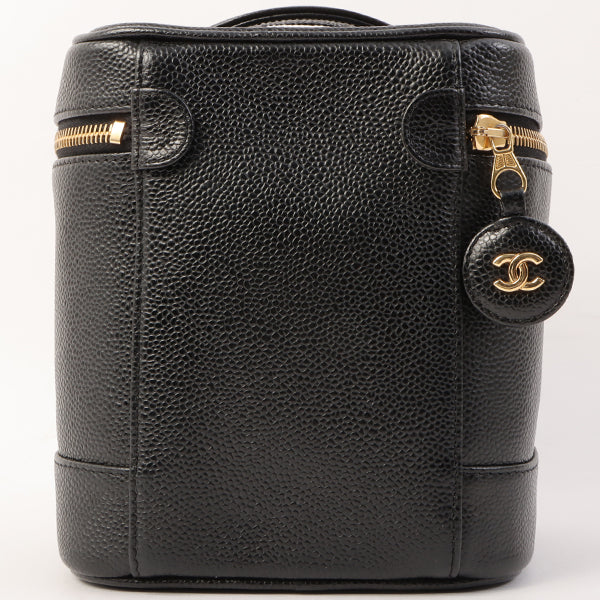Chanel Around 2001 Made Caviar Skin Cc Mark Stitch Vanity Black