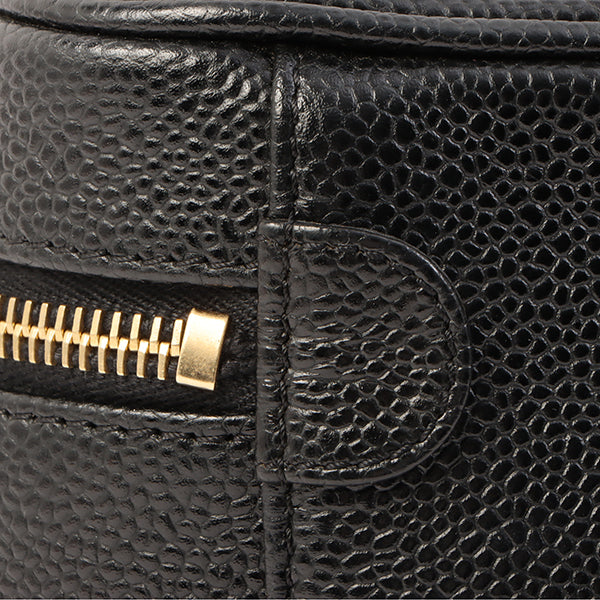 Chanel Around 2001 Made Caviar Skin Cc Mark Stitch Vanity Black