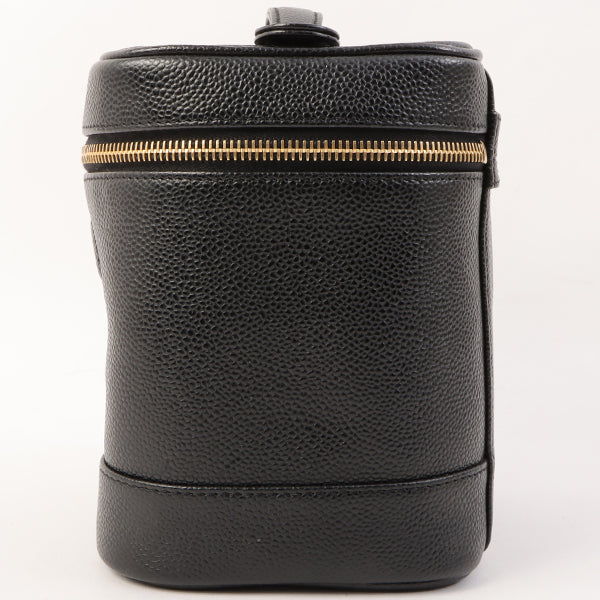 Chanel Around 2001 Made Caviar Skin Cc Mark Stitch Vanity Black