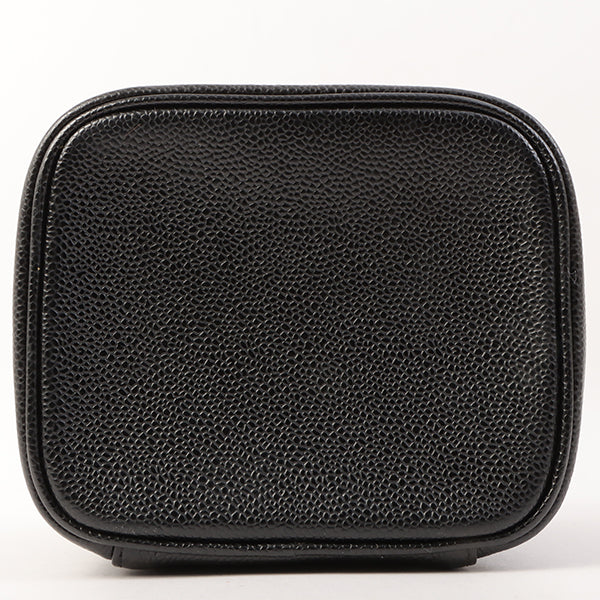 Chanel Around 2001 Made Caviar Skin Cc Mark Stitch Vanity Black