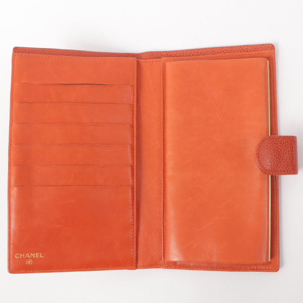 Chanel 2000 Made Caviar Skin Coco Mark Stitch Wallet Vermilion