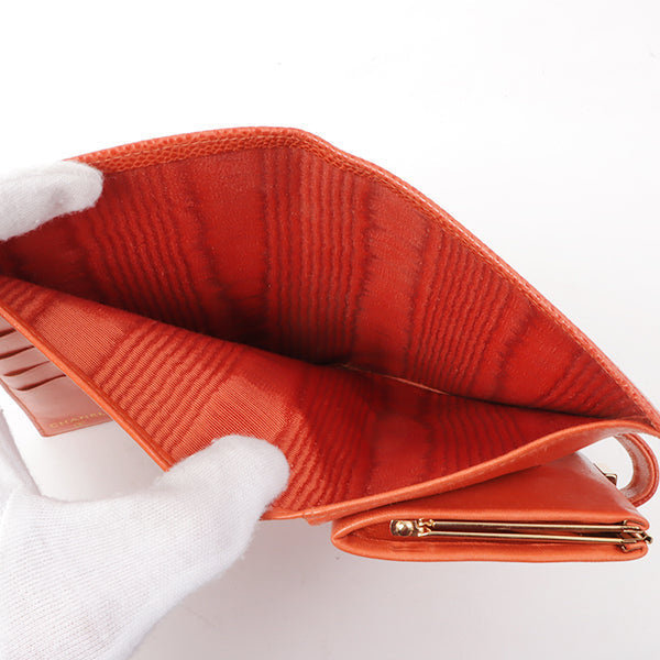 Chanel 2000 Made Caviar Skin Coco Mark Stitch Wallet Vermilion