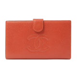 Chanel 2000 Made Caviar Skin Coco Mark Stitch Wallet Vermilion