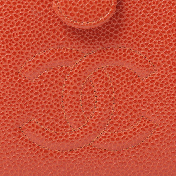 Chanel 2000 Made Caviar Skin Coco Mark Stitch Wallet Vermilion