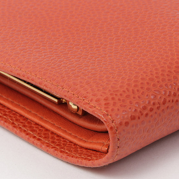 Chanel 2000 Made Caviar Skin Coco Mark Stitch Wallet Vermilion
