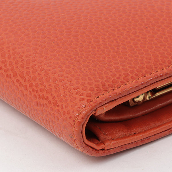 Chanel 2000 Made Caviar Skin Coco Mark Stitch Wallet Vermilion