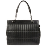 Chanel Around 2003 Made Logo Embossed Chain Tote Bag Black