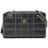 Chanel Around 2001 Made Chocolate Bar Stitch Cc Mark Plate Chain Bag Dark Navy