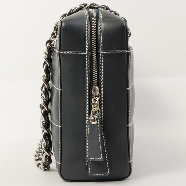 Chanel Around 2001 Made Chocolate Bar Stitch Cc Mark Plate Chain Bag Dark Navy