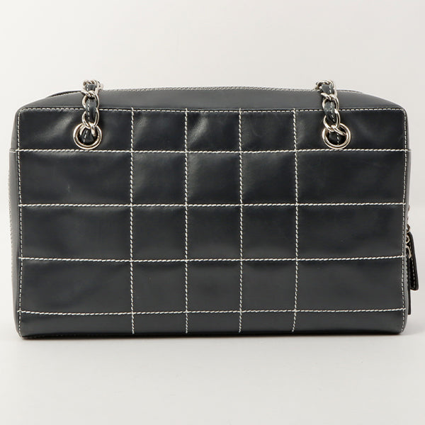 Chanel Around 2001 Made Chocolate Bar Stitch Cc Mark Plate Chain Bag Dark Navy