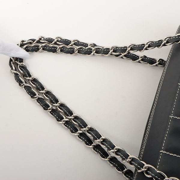 Chanel Around 2001 Made Chocolate Bar Stitch Cc Mark Plate Chain Bag Dark Navy