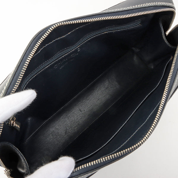 Chanel Around 2001 Made Chocolate Bar Stitch Cc Mark Plate Chain Bag Dark Navy