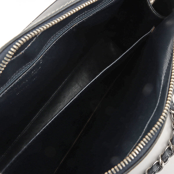 Chanel Around 2001 Made Chocolate Bar Stitch Cc Mark Plate Chain Bag Dark Navy