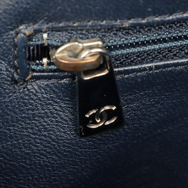 Chanel Around 2001 Made Chocolate Bar Stitch Cc Mark Plate Chain Bag Dark Navy