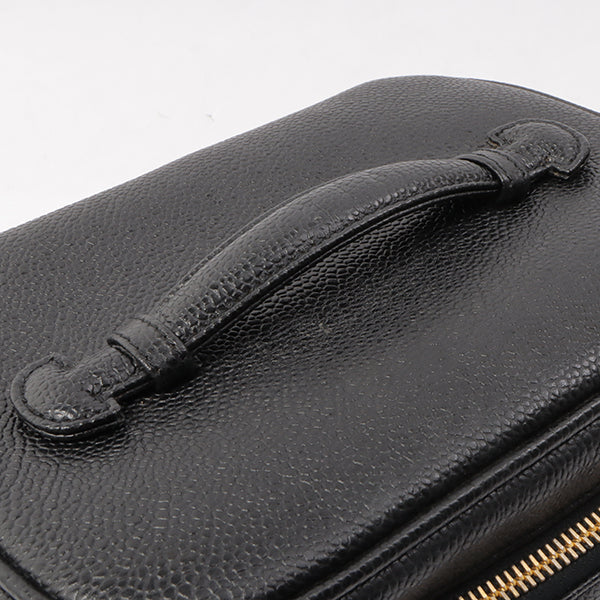 Chanel Around 1995 Made Caviar Skin Cc Mark Stitch Vanity Black