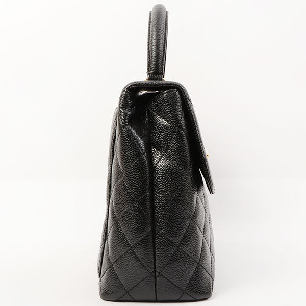 Chanel Around 2000 Made Turn-Lock Top Handle Bag Black