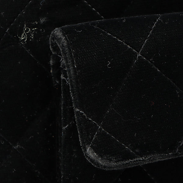 CHANEL Around 1995 Made Double Turn-Lock Velour Backpack Black
