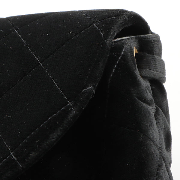 Chanel Around 1995 Made Double Turn-Lock Velour Backpack Black