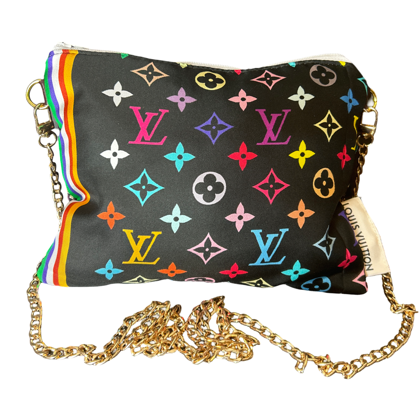 LV Monogram Noir   Silk Scarf Crossbody Bag