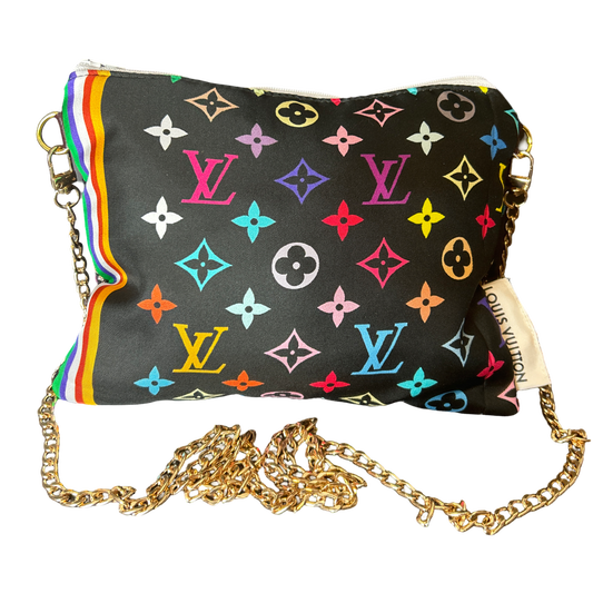LV Monogram Noir   Silk Scarf Crossbody Bag