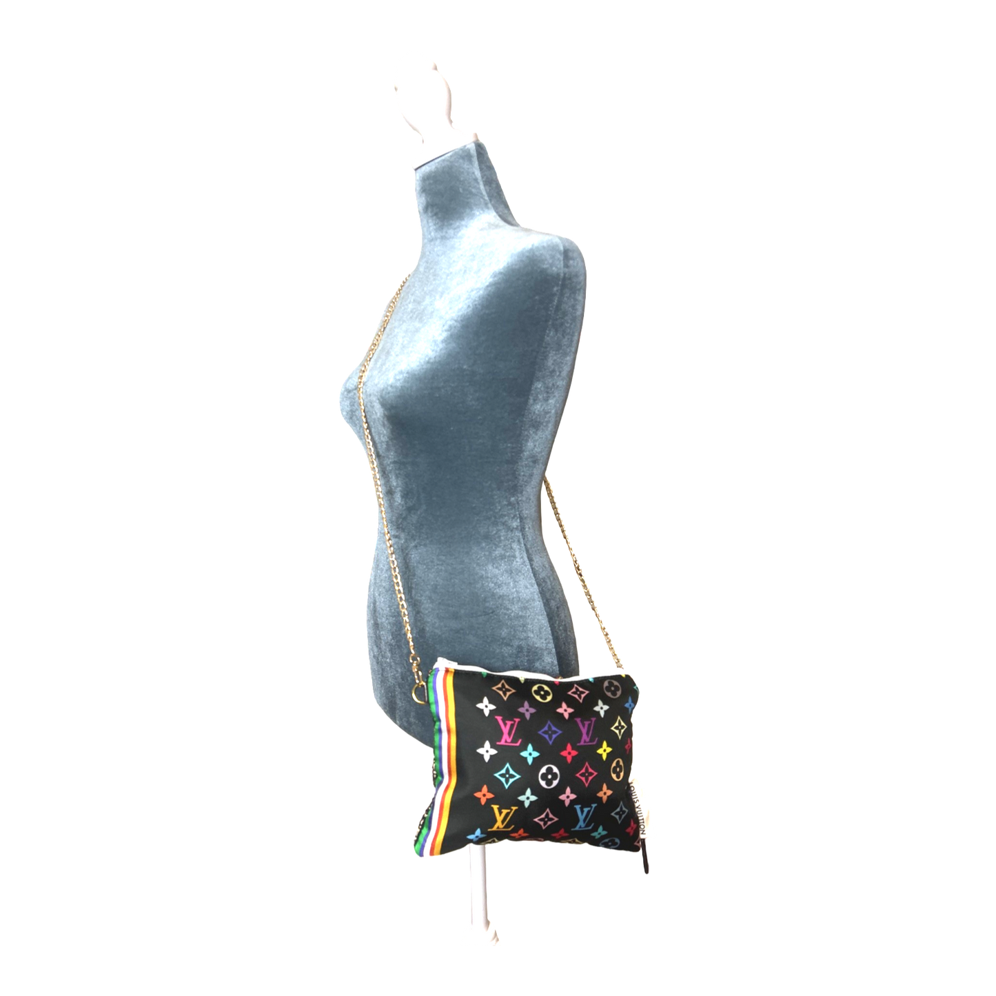LV Monogram Noir   Silk Scarf Crossbody Bag