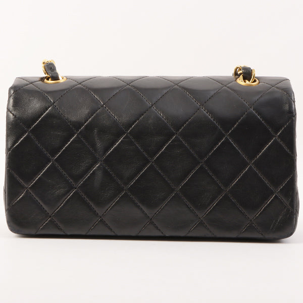 Chanel Around 1990 Made Full Flap Turn-Lock Chain Bag Mini Black