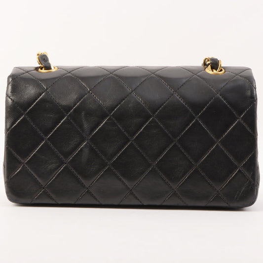 Chanel Around 1990 Made Full Flap Turn-Lock Chain Bag Mini Black