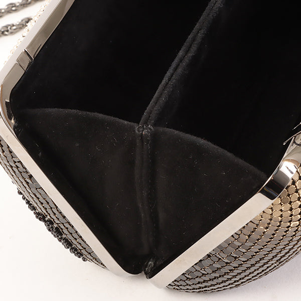 CHANEL Around 2006 Made Beads Cc Metal Clasp Chain 2Way Bag Black