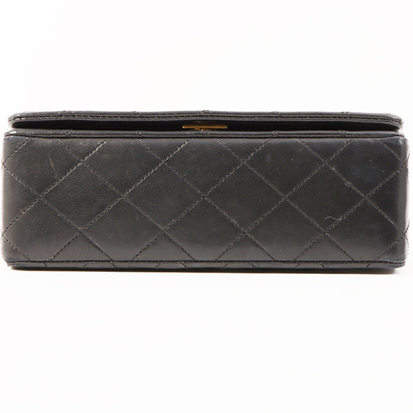 Chanel Around 1990 Made Full Flap Turn-Lock Chain Bag Mini Black