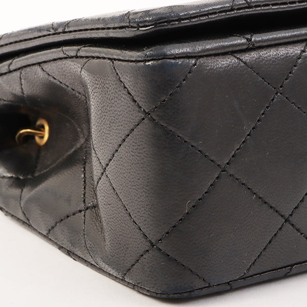 Chanel Around 1990 Made Full Flap Turn-Lock Chain Bag Mini Black