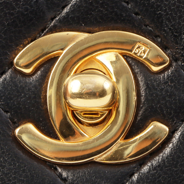 Chanel Around 1990 Made Full Flap Turn-Lock Chain Bag Mini Black