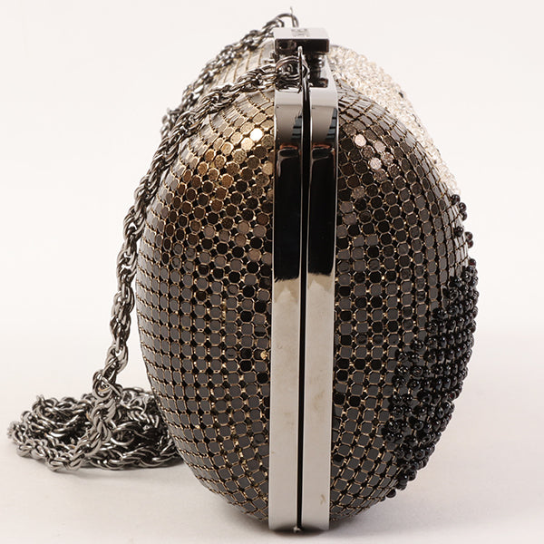 CHANEL Around 2006 Made Beads Cc Metal Clasp Chain 2Way Bag Black