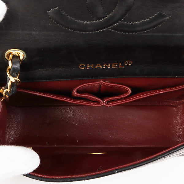 Chanel Around 1990 Made Full Flap Turn-Lock Chain Bag Mini Black