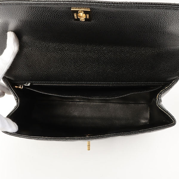 Chanel Around 1998 Made Caviar Skin Turn-Lock Handbag Black