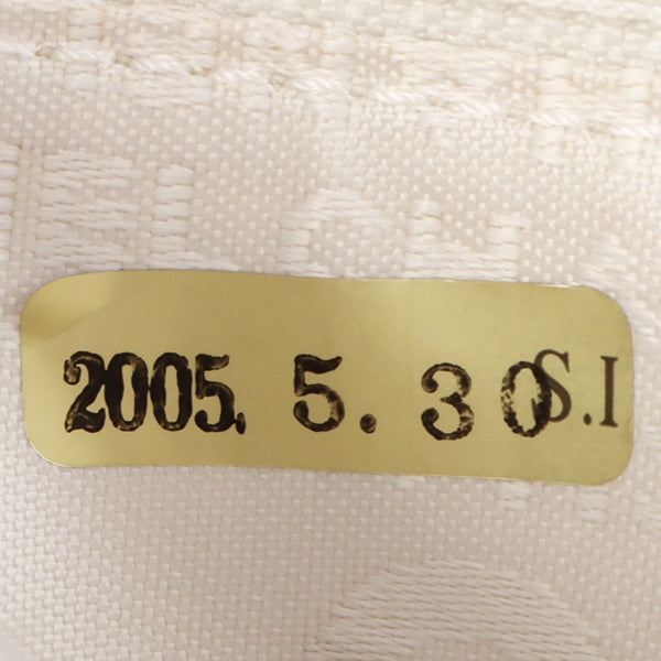 Chanel Around 2005 Made Cotton Leather Combination Logo Embossed Top Handle Bag Beige/Pink