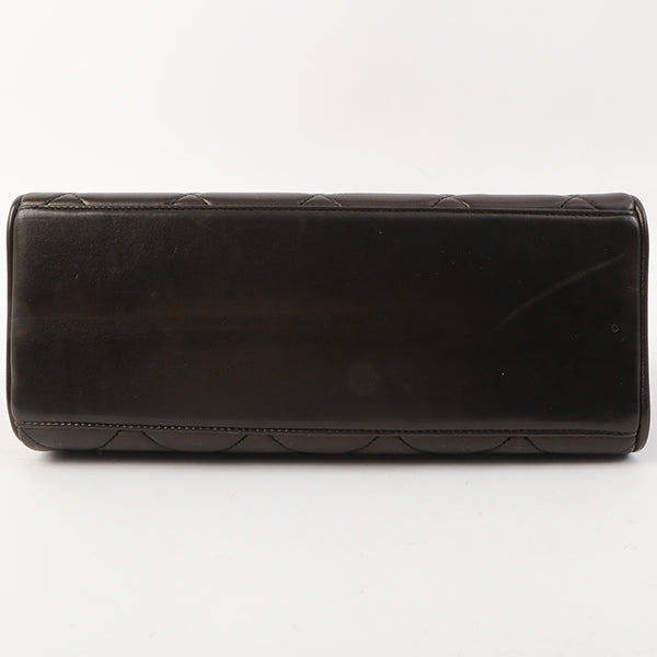 Chanel Around 1995 Made Design Flap Turn-Lock Chain Top Handle Bag Black