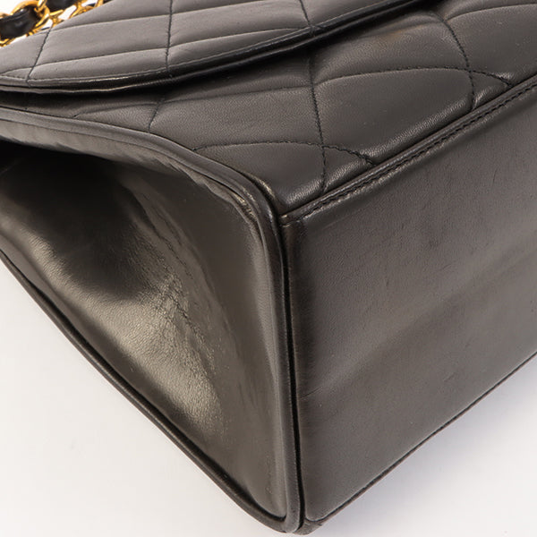Chanel Around 1995 Made Design Flap Turn-Lock Chain Top Handle Bag Black