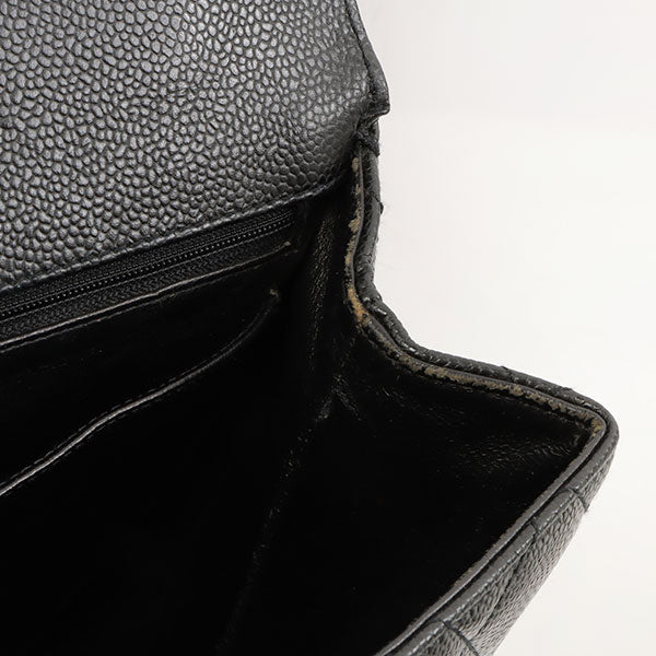 Chanel Around 1998 Made Caviar Skin Turn-Lock Handbag Black