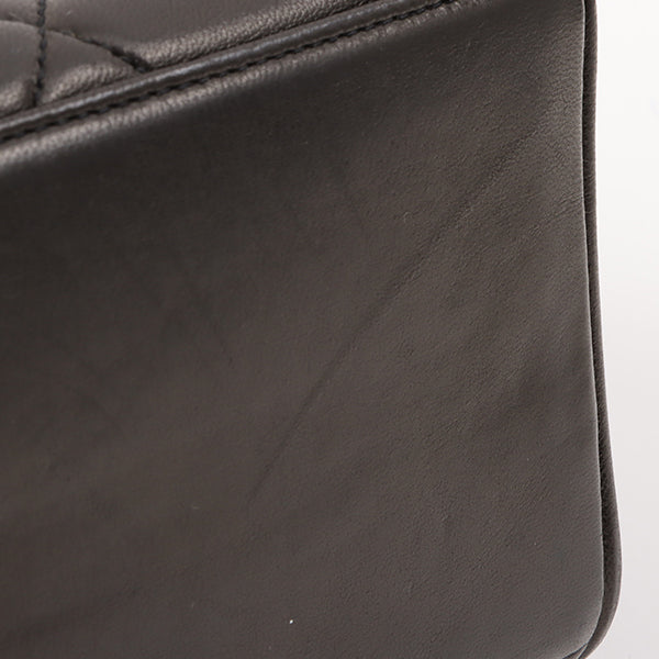 Chanel Around 1995 Made Design Flap Turn-Lock Chain Top Handle Bag Black