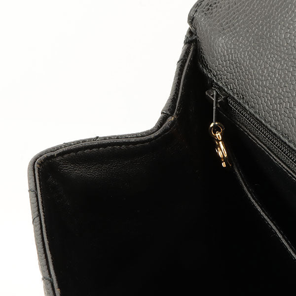 Chanel Around 1998 Made Caviar Skin Turn-Lock Handbag Black