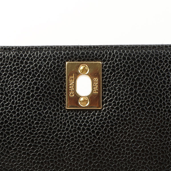 Chanel Around 1998 Made Caviar Skin Turn-Lock Handbag Black