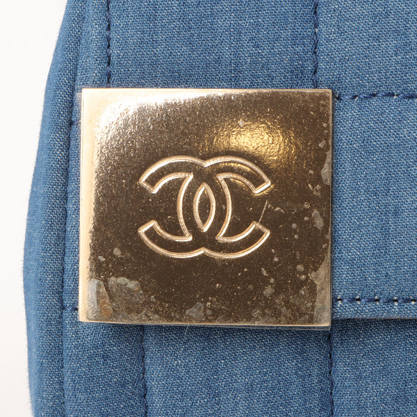 Chanel Around 2002 Made Denim Chocobar Cc Mark Plate Chain Bag Indigo