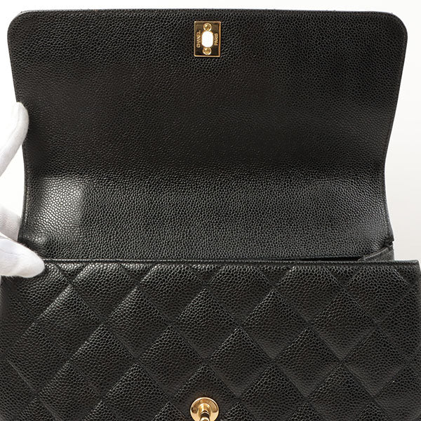 Chanel Around 1998 Made Caviar Skin Turn-Lock Handbag Black